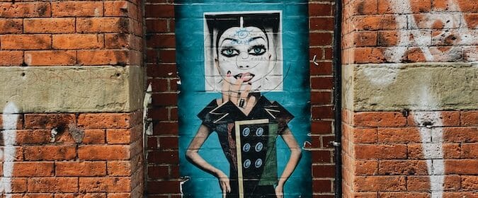 woman in black dress wall art